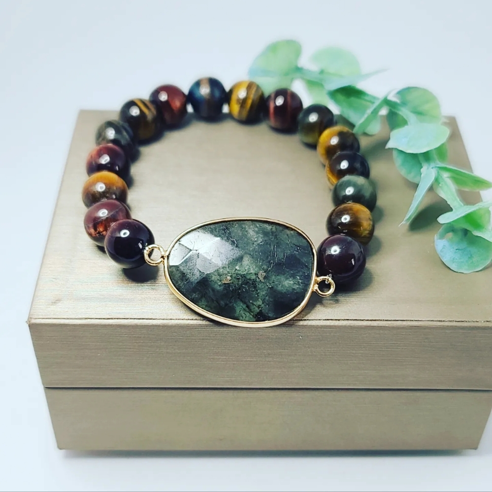 Tiger eye and Labradorite bracelet